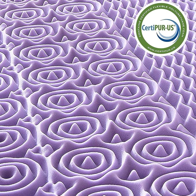 MUXHOMO 2 Inch 7-Zone Full Mattress Topper, Egg Crate Foam Mattress Topper Full Size for Back Pain, Lavender Cooling Gel Infused Bed Pad, CertiPUR-US and Oeko-TEX Certification (54"×75")
