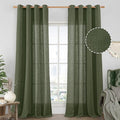 Olive Green Linen Sheer Curtains 90 inch by LAMIT