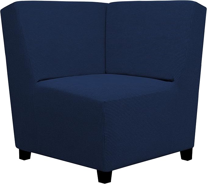 Easy-Going Stretch Soft Sectional Corner Sofa Couch Slipcover Navy | 1-Piece by Easy-Going