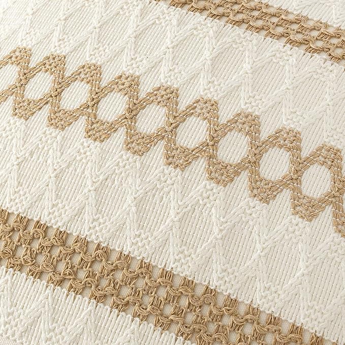 MIULEE Set of 2 Neutral Boho Decorative Pillow Covers 20x20 Inch | Farmhouse - Image 4