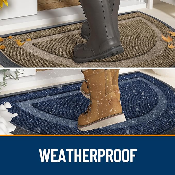 OLANLY Half Circle Front Door Mat Outside 33x21 All-Season Rubber Doormat | - Image 2