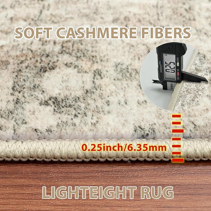 5x8 Area Rugs for Living Room Washable Bedroom Dining Room Beige Brown | Modern - Image 6