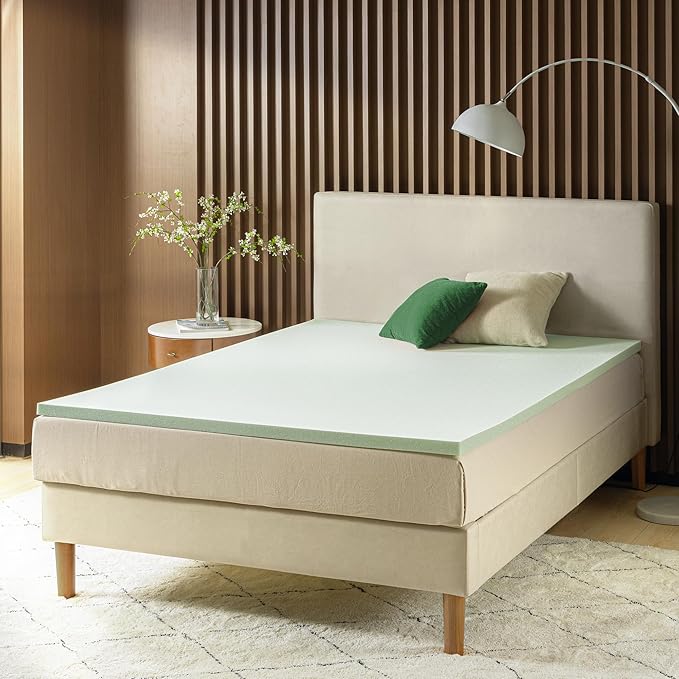 ZINUS 1.5 Inch Green Tea Memory Foam Mattress Topper, Smaller, More Convenient WonderBox Packaging, Pressure-Relieving Layers, CertiPUR-US Certified, Twin