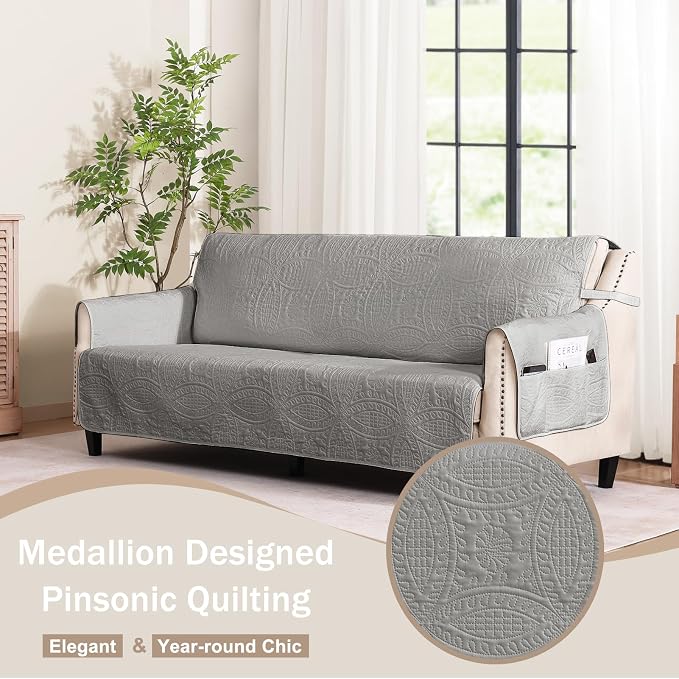 Gray Loveseat Covers 2 Cushion Couch, Water-Repellent Sofa Slipcover - Image 8