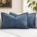 MIULEE Decorative Lumbar Throw Pillow Covers 14x22 Inch Blue 2 Pack | Boho by MIULEE