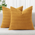 MIULEE Corduroy Decorative Throw Pillow Covers 20x20 Gold Yellow Pack of 2 | by MIULEE