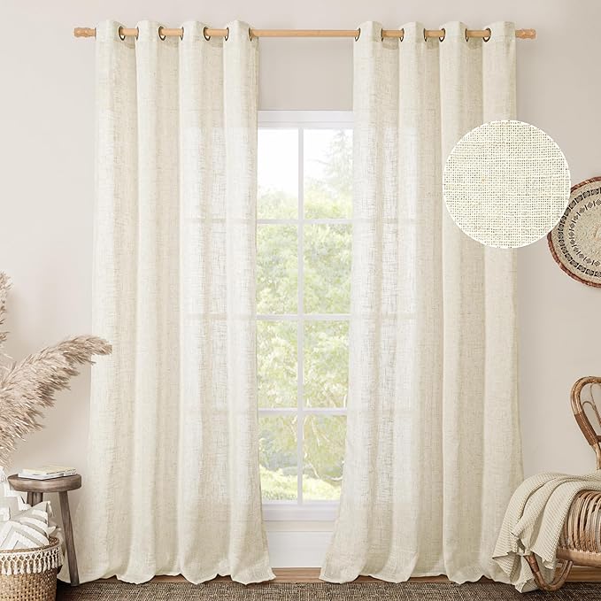 102 inch Natural Linen Curtains - Image 2