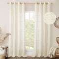 Linen Sheer Curtains 96 inches Long 2 Panel Set, Light Filtering Neutral Living by LAMIT