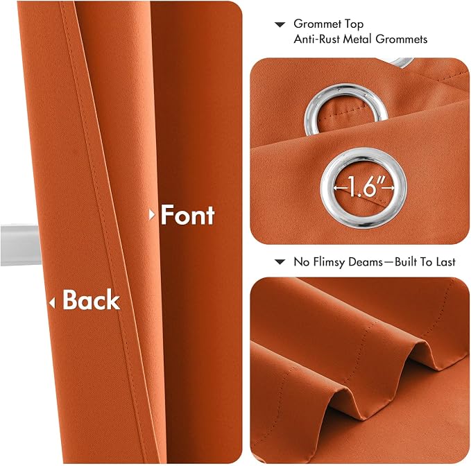 MIULEE Fall Blackout Curtains for Bedroom 2 Panels 40 x 84 Inch Long Orange | - Image 4