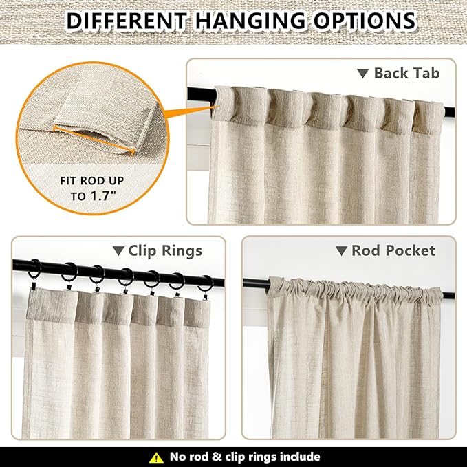 MYSKY HOME Ceiling Curtains for Living Room, Soft Cotton Curtain Polyester - Image 3