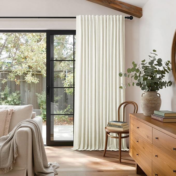 Extra Wide 100 Inch Width Linen Blackout Curtain 84 Inches Long 1 Panel Thick - Image 3