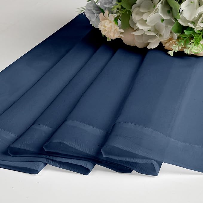 Navy Blue Window Valance 14 Inches Long 2 PCS, Solid Voile Blue Curtains Dual - Image 8