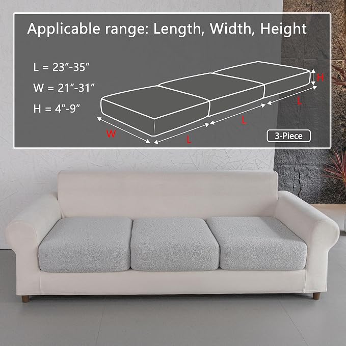 OHSIO Couch Cushion Covers for Sectional Sofa, Stretch Soft Sofa Slipcovers - Image 2