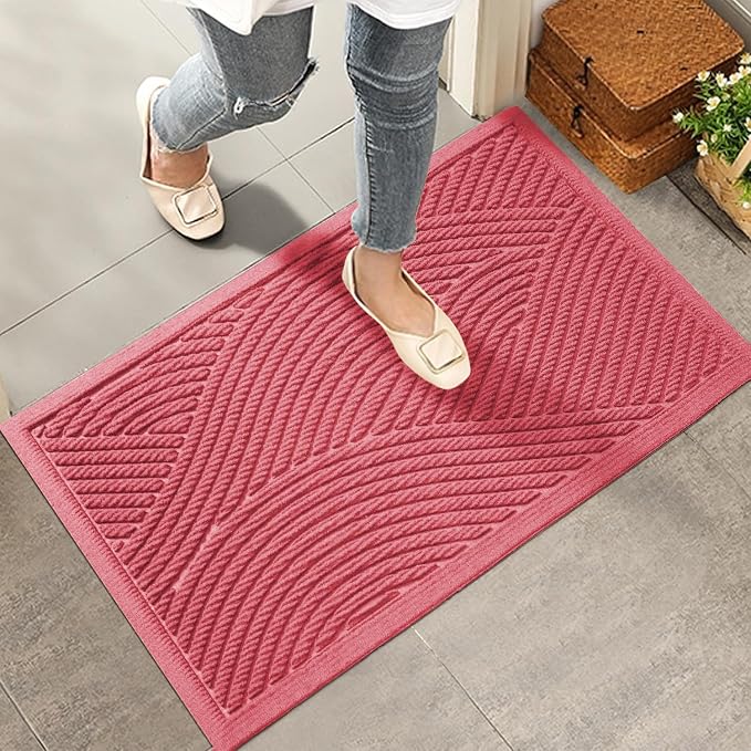 Sturdy Front Door Mat, Absorbent Muddy Dirt Resist Welcome Door Mats Outdoor by HIYARD
