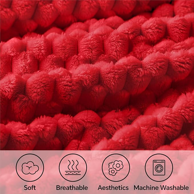 BEDELITE Red Throw Blanket for Couch, Soft Cozy Gifts for Women, 50 * 60 | 3D - Image 3