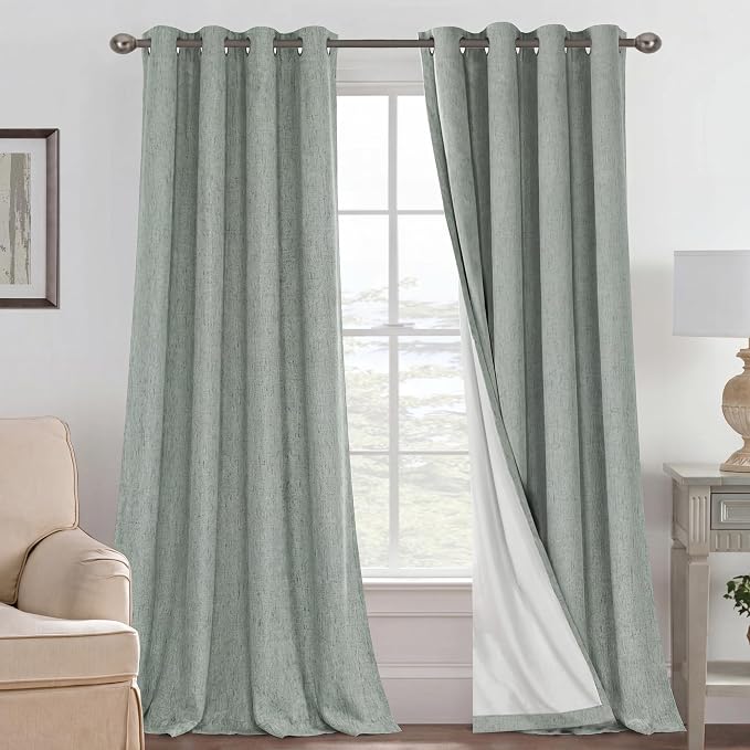 H.VERSAILTEX Blackout Curtains Linen Curtains 120 inches Long 100% Black Out by HVERSAILTEX