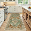 RELEANY Washable Area Rug, Runner 3'x8', Brick/Brown/Green | Non-Slip, Water by RELEANY