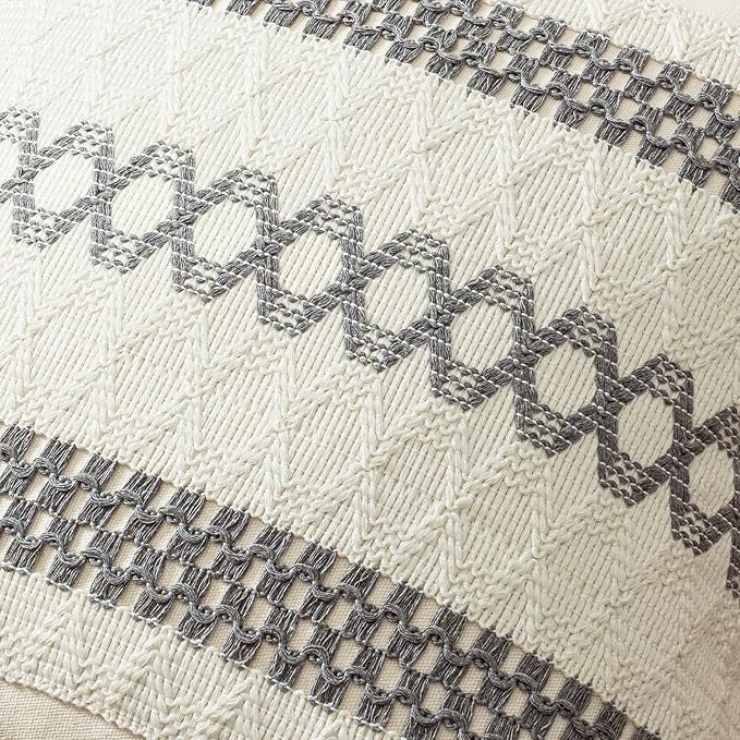 MIULEE Set of 2 Gray Boho Decorative Lumbar Pillow Covers 12x20 Inch | - Image 4