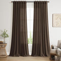 Chocolate Linen Blend Light Filtering Back Tab Curtains 108 Inches Long by Nanspring