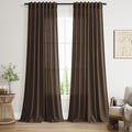 Chocolate Linen Curtains 90 Inch Long 2 Panels Set by Nanspring