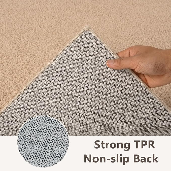 3x5 Beige Solid Area Rug Washable Non-Slip Soft Thin - Image 6