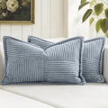 MIULEE Decorative Lumbar Throw Pillow Covers 12x20 Inch Dustyblue 2 Pack | Boho by MIULEE