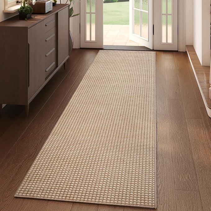 Kitchen Runner Rug Mat Non Slip Hallway Runner Washable Brown 2x6 ft | Boho - Image 3