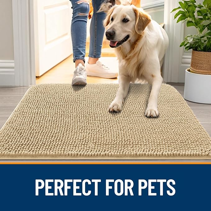 OLANLY Dog Door Mat for Muddy Paws 30x17, Super Absorbent Chenille Mud Mat | - Image 6