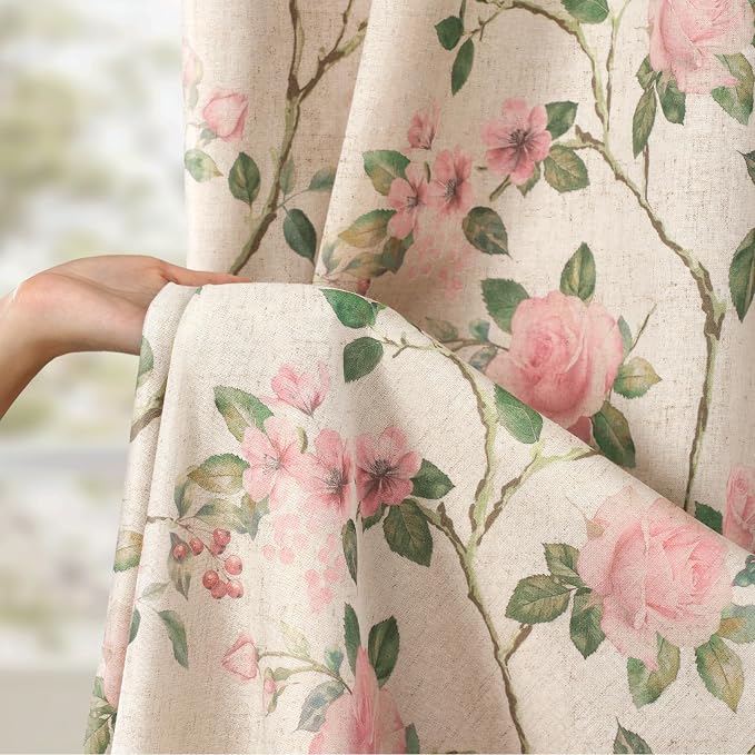 Vintage Floral 100% Blackout Curtains 84 Inch 2 Panels | Farmhouse Vintage - Image 6