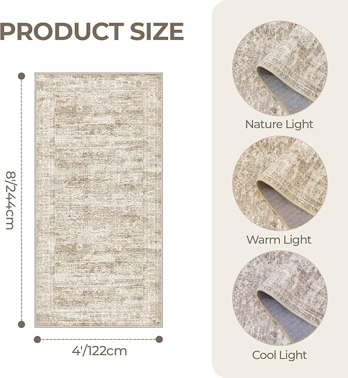 4x8 Rug Non Slip, Washable Hallway Runner Rug, Nursery Room, Soft Runner Rug - Image 2