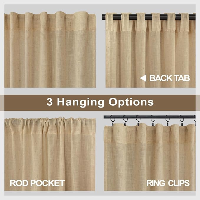 Burlap Color Curtains 63 Inch Length - Image 5