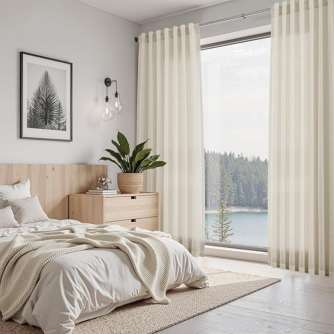 Vanilla Linen Curtains for Living Room 72 Inches Long Luxury Light Filtering - Image 7