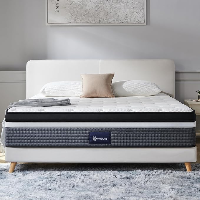 S SECRETLAND Queen Mattress, 12 Inch Cooling-Gel Memory Foam and Individually Pocket Innerspring Hybrid Mattress, Queen Bed Mattress in a Box, CertiPUR-US Certified,60”*80”, Medium Feel