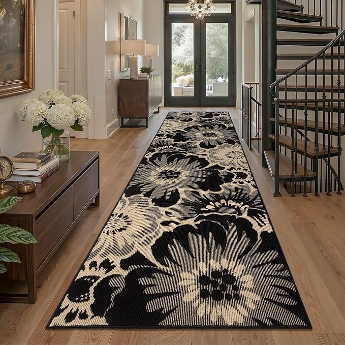 Findosom Hallway Runner Rug 3x10, Non Slip High-Low Textured Floral Washable - Image 4