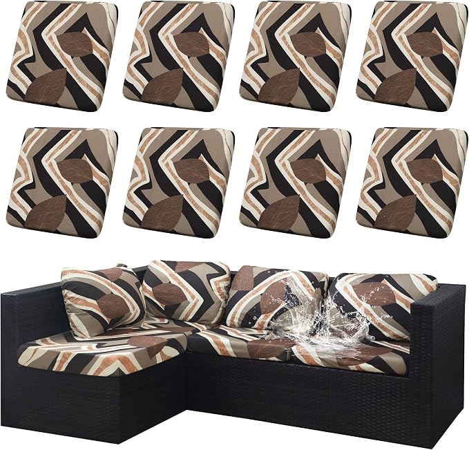 8Pcs Outdoor Cushion Covers, Elastic Patio Cushion Covers | Washable, by dreahoteztil