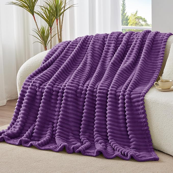 BEDELITE Striped Fleece Throw Blanket, Soft Cozy, Lightweight Warm, - Image 8