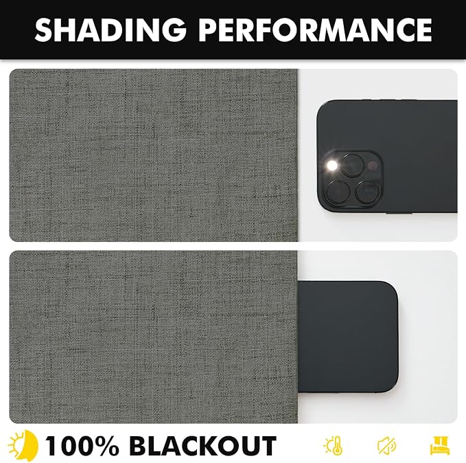 MIULEE 100% Blackout Linen Curtains 42 x 90 Inch Dark Grey 2 Panels | Thermal - Image 7