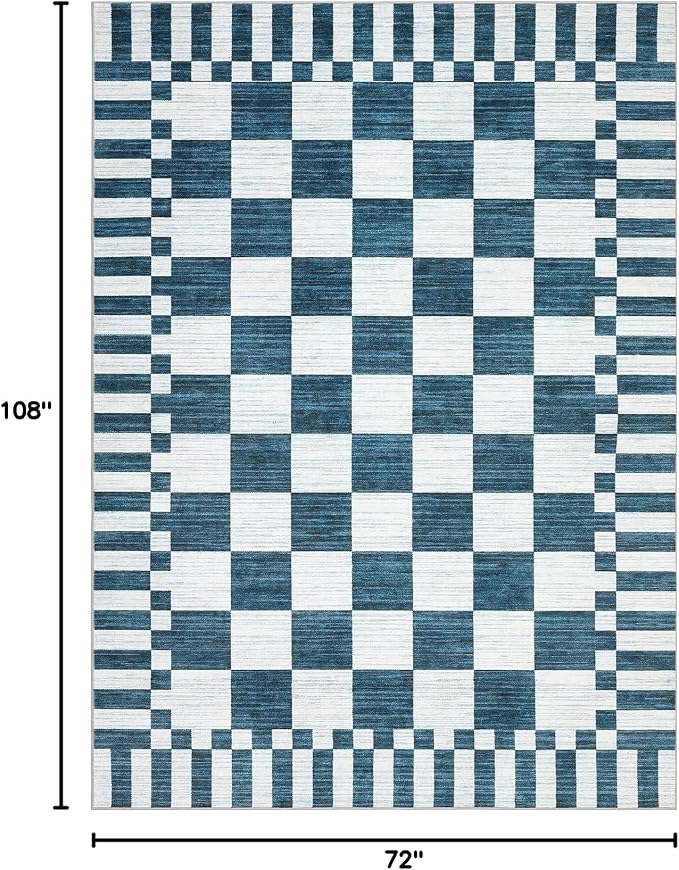 GarveeHome Blue Checkered Rug 6x9 Area Rugs - Image 2