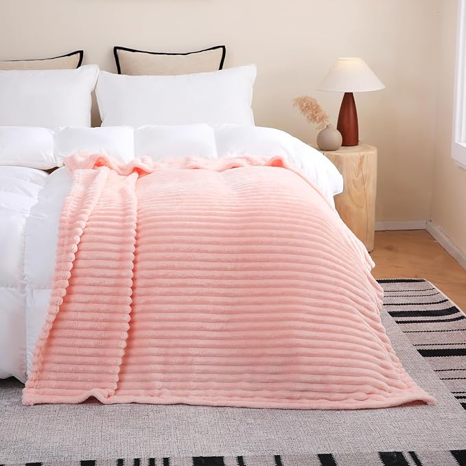 Light Pink Fleece Throw Blanket 50”×60” - Image 3