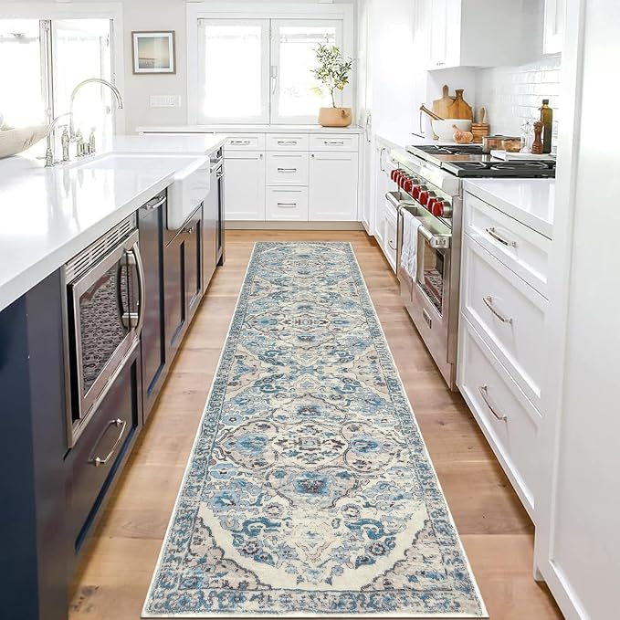 HEBE Hallway Runner Rug 2'x8', Washable Non Slip Kitchen Rug Runner | Soft Boho - Image 8