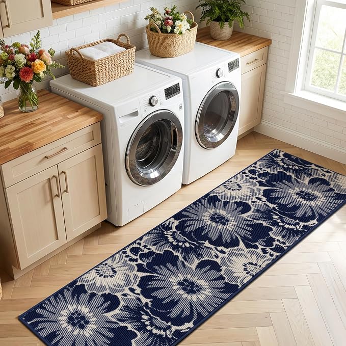 Findosom Hallway Runner Rug 2x10, Non Slip High-Low Textured Floral Washable - Image 8
