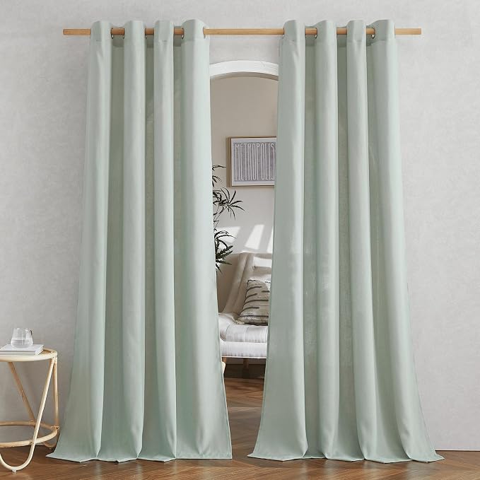 NICETOWN Linen Flax Semi Sheer Curtains 92" Length, Grommet Window Treatments by NICETOWN