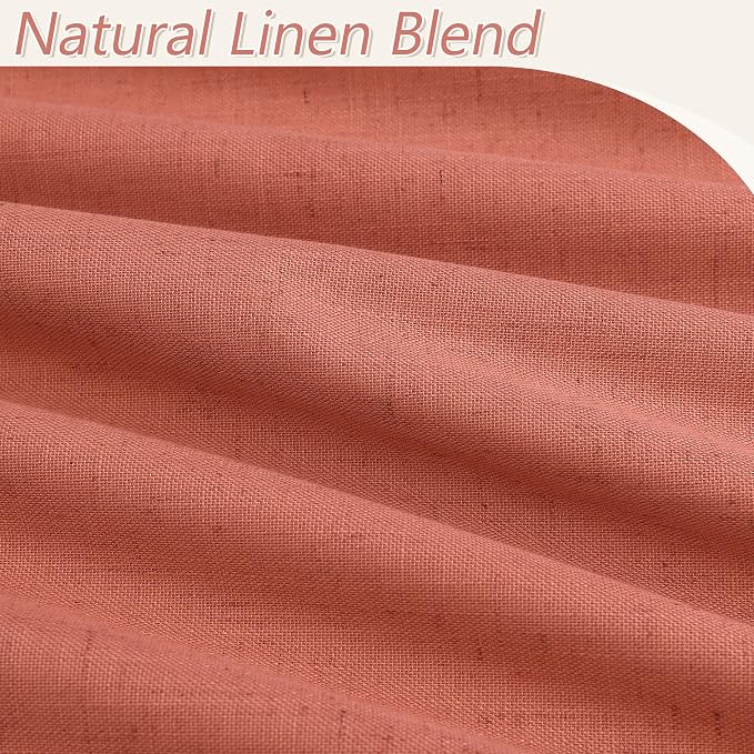 Coral 100% Blackout Linen Curtains 102 Inch Length 2 Panels Set - Image 3