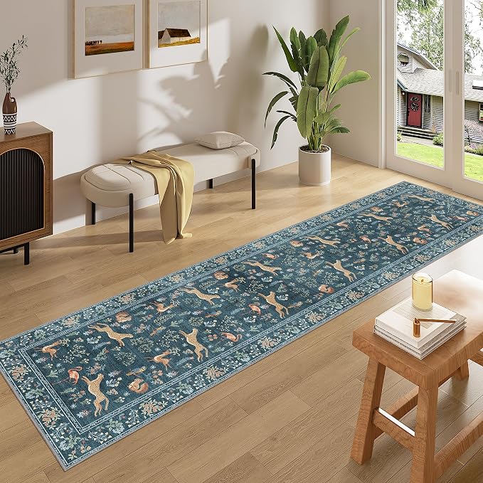 DUKINO 2x8 Washable Runner Rug, Non Slip Animal Kitchen Runner Rug, Low Pile - Image 3