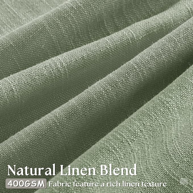 Sage Green Pinch Pleated Linen Light Filtering Curtains 80 Inches Long | Semi - Image 3