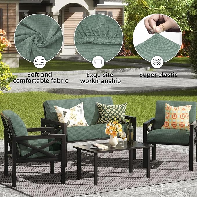 14PCS Patio Cushion Covers, Patio Furniture Couch Seat Slipcovers | Washable - Image 3