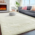 Ultra Soft Area Rugs for Living Room 6x9 Ft, Cream White Soft Fuzzy Shaggy Rugs by PAGISOFE