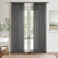 Charcoal Grey 84 Inch Pinch Pleated Linen Semi Sheer Curtains 2 Panel Set | by Twodrapes
