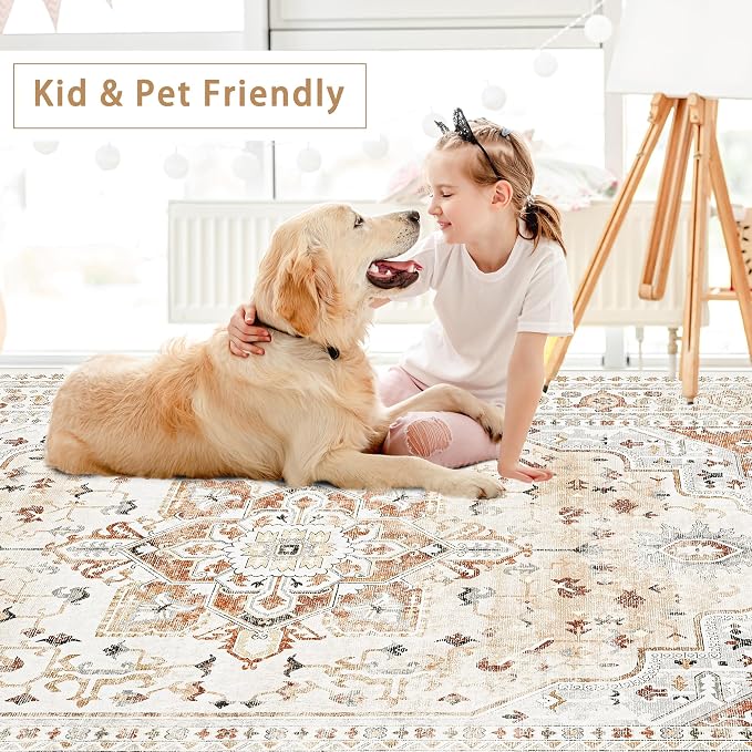 Orange Red 8x10 Washable Area Rugs - Image 6