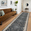Black Boho Washable 3x12 Extra Long Runner Rug by HazoHaus